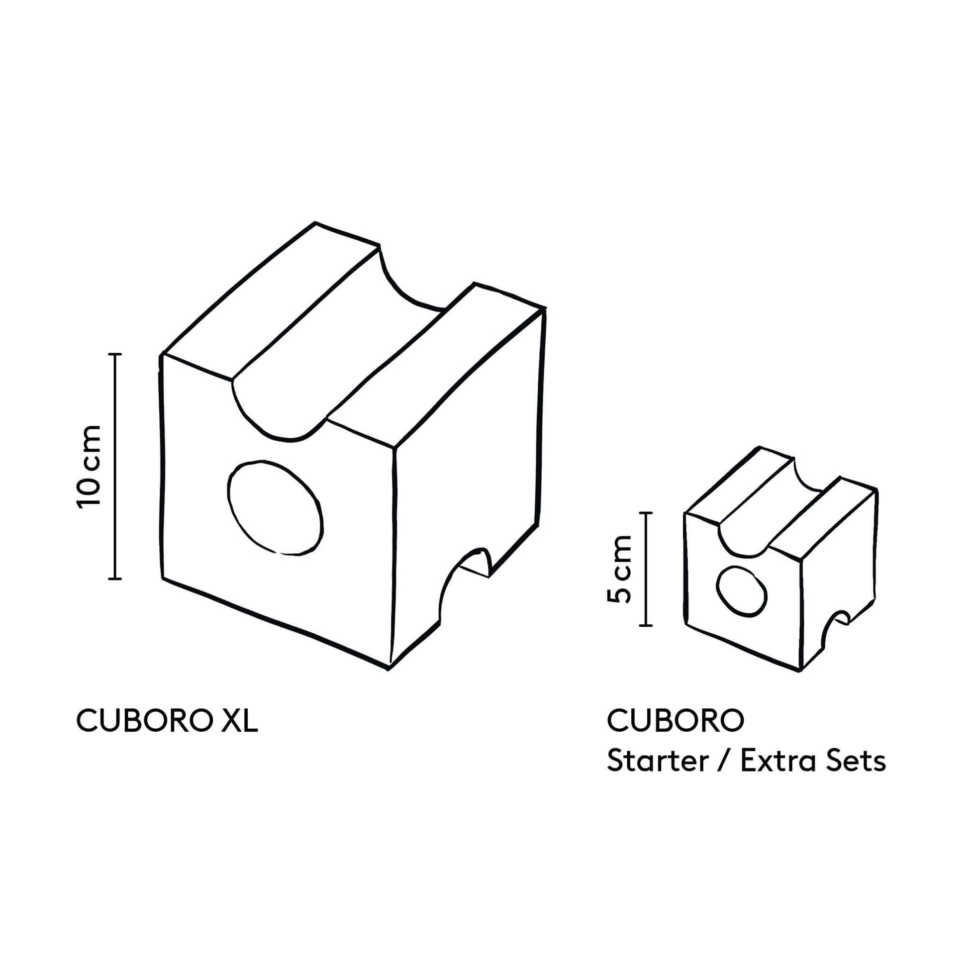 XL – CUBORO - Take your CUBORO marble run constructions to an impressive new scale with the CUBORO XL set! This premium wooden educational toy features larger elements, allowing for grander designs and more expansive marble runs. Perfect for experienced b
