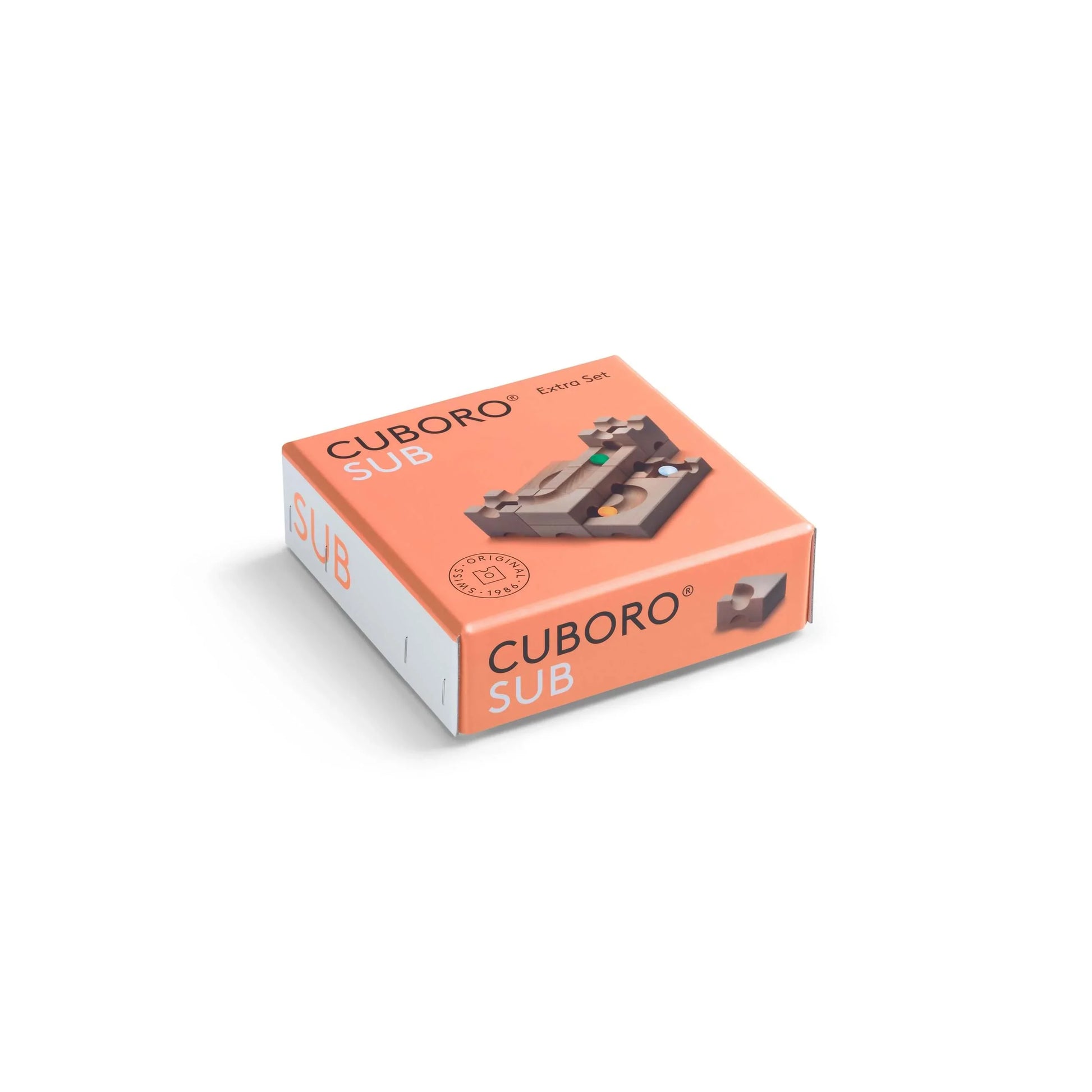 SUB - Explore the hidden depths of your CUBORO marble runs with the SUB Extra Set! This intriguing wooden educational toy includes 12 elements and 3 marbles, specifically designed to help you assemble your own complex tunnel systems. Watch as marbles disa