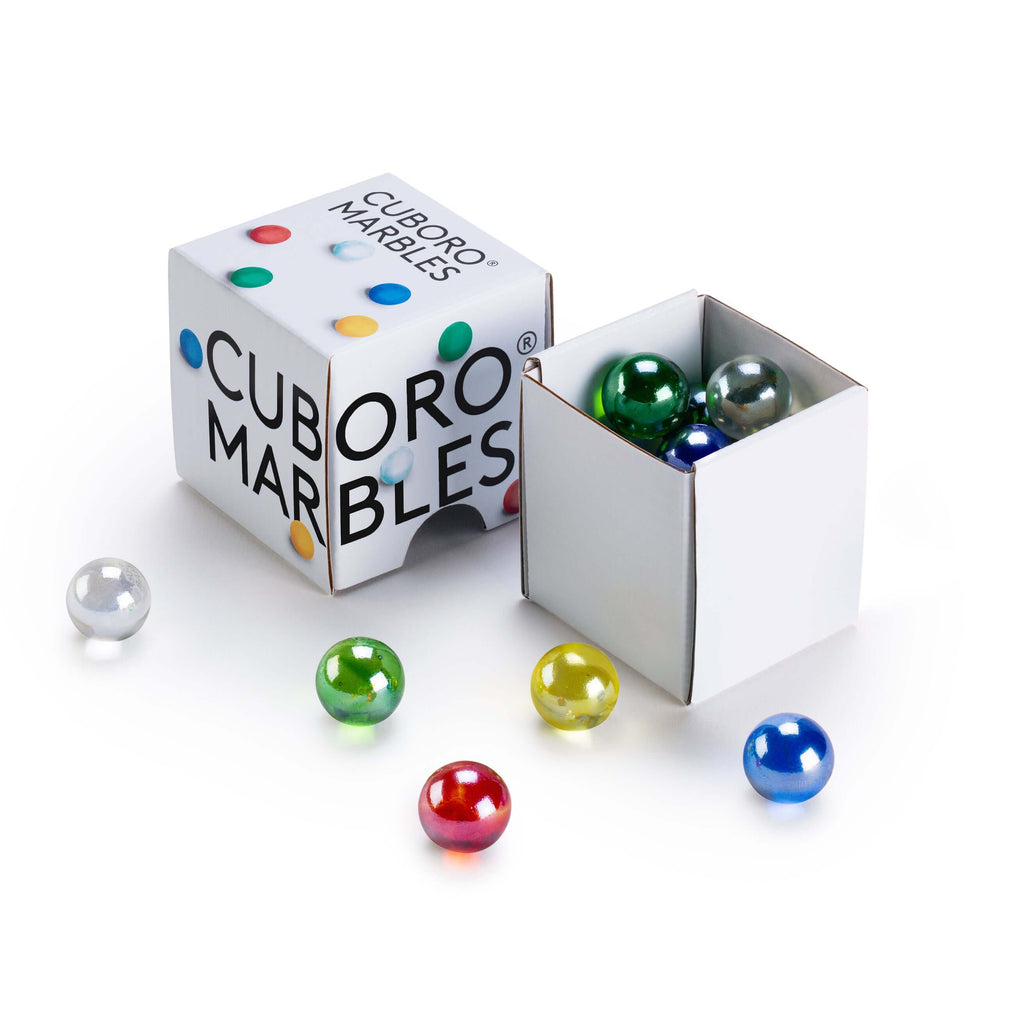 MARBLES - Ensure your CUBORO marble runs flow perfectly with this essential set of CUBORO Marbles! These high-quality glass marbles are precisely matched in size and weight to the CUBORO elements, guaranteeing smooth rolling and optimal performance throug