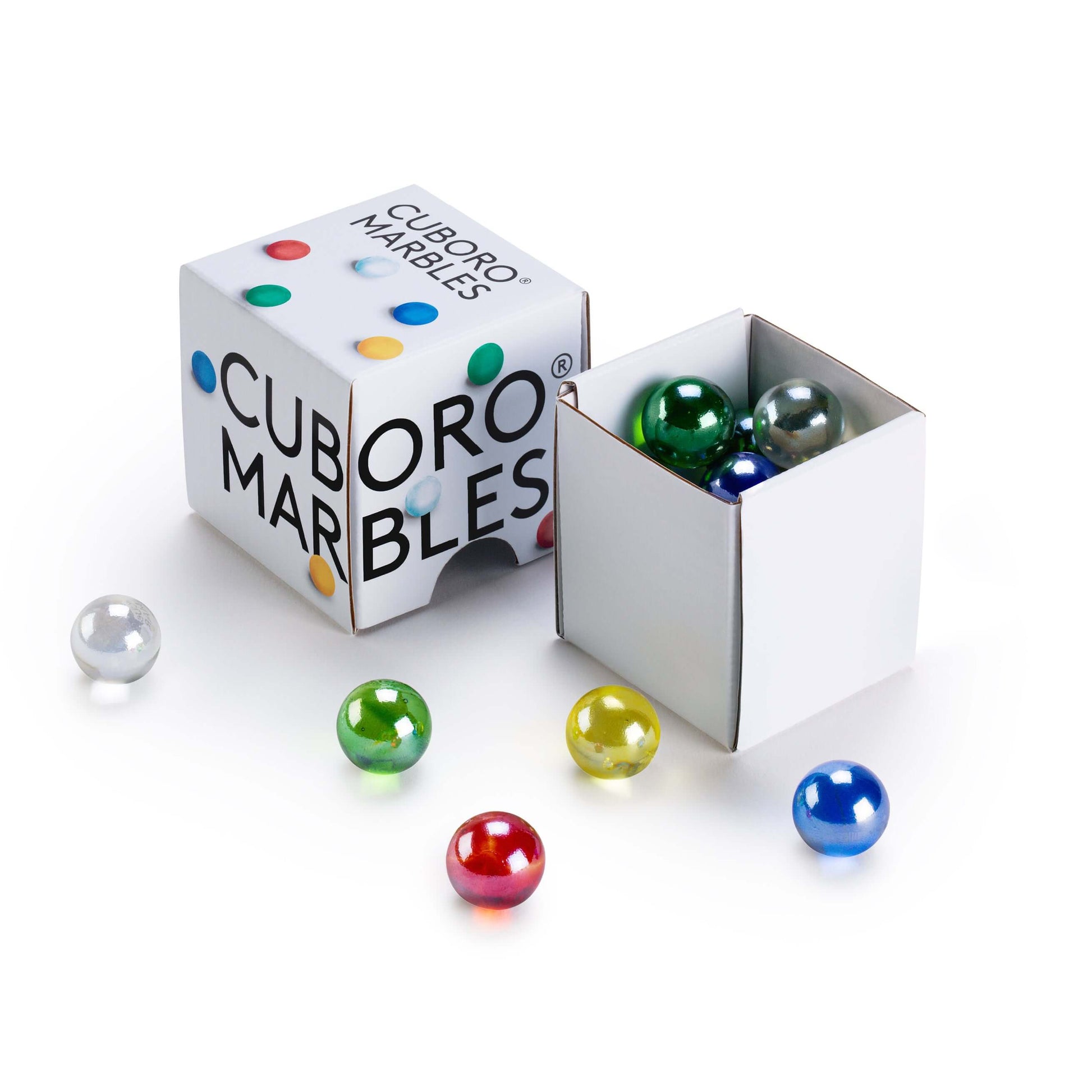 MARBLES - Ensure your CUBORO marble runs flow perfectly with this essential set of CUBORO Marbles! These high-quality glass marbles are precisely matched in size and weight to the CUBORO elements, guaranteeing smooth rolling and optimal performance throug