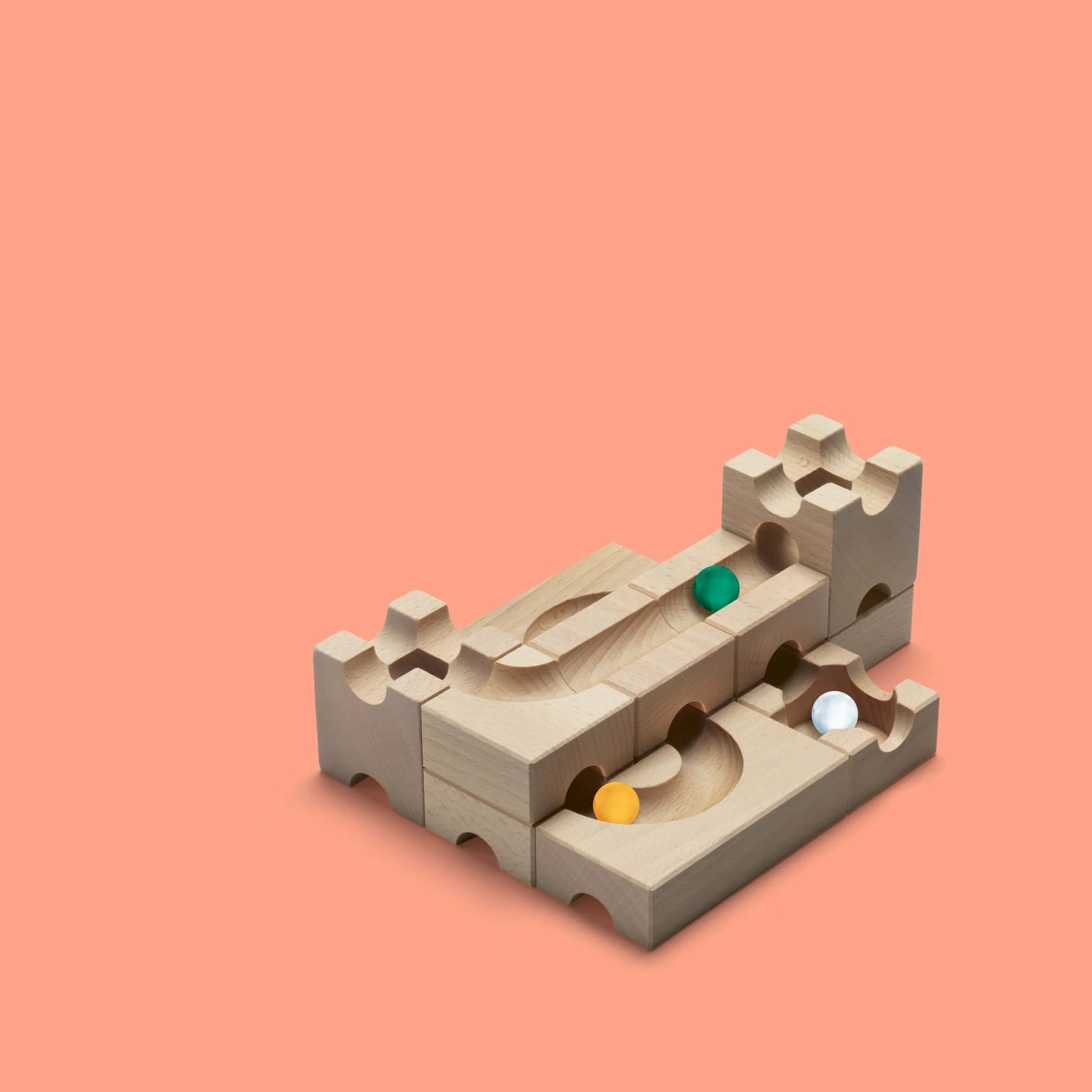SUB - Explore the hidden depths of your CUBORO marble runs with the SUB Extra Set! This intriguing wooden educational toy includes 12 elements and 3 marbles, specifically designed to help you assemble your own complex tunnel systems. Watch as marbles disa
